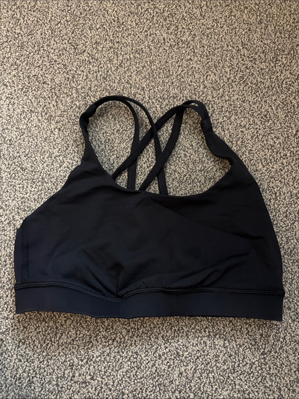 Lululemon Energy Bra Black Cross‑Back Light Support Sports Bra